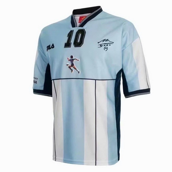 Camiseta Argentina NO.10 Maradona Primera Equipo Retro 2001 Azul